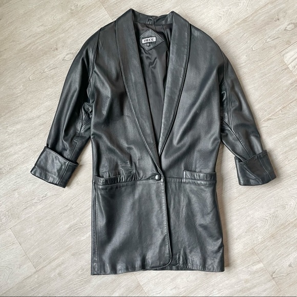 Vintage 1980s Tibor Slouchy Leather Long Blazer Jacket! Sz XS (Fits Loosely) - Picture 1 of 9